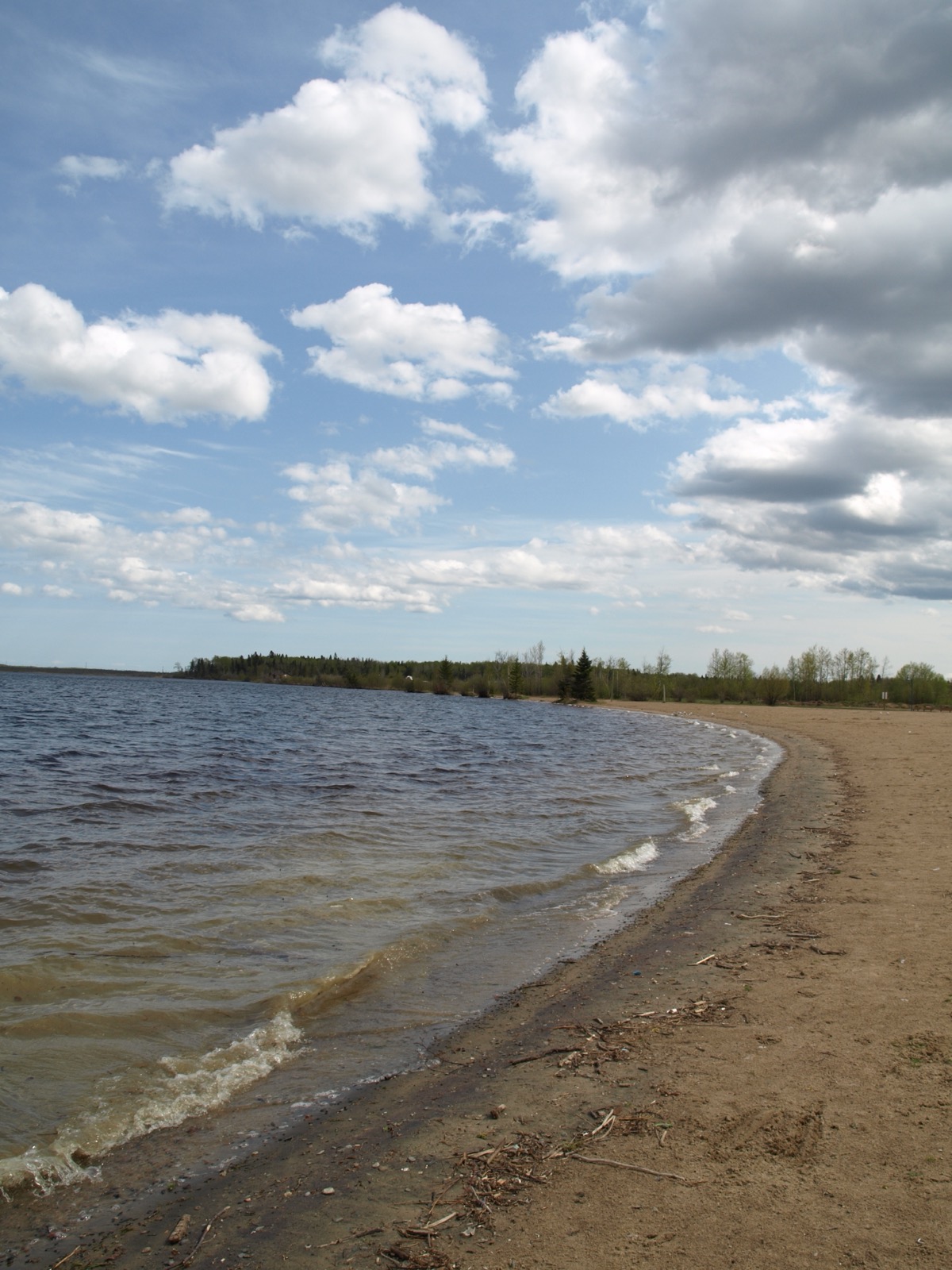 Forested shoreline and water at Falcon Lake, Manitoba